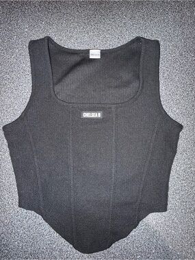 Chelsea B Black Structured Ribbed Dance Tank Top Size Adult Small